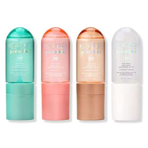 Kopari Paradiso Sun Chaser SPF 30 Set | 4-Piece Sun Juice Body Mist Sunscreen SPF 30 Kit | Watermelon Sugar, Peach Sky, Coconut Cream & Vanilla Breeze | Amazon (US)
