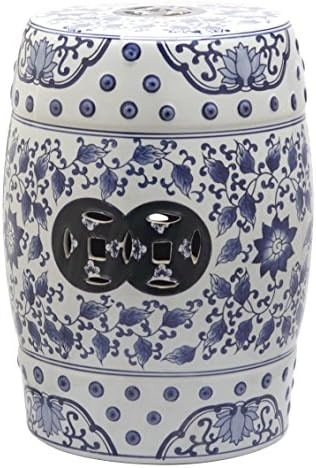 Safavieh Tao Ceramic Decorative Garden Stool, Blue and White | Amazon (US)