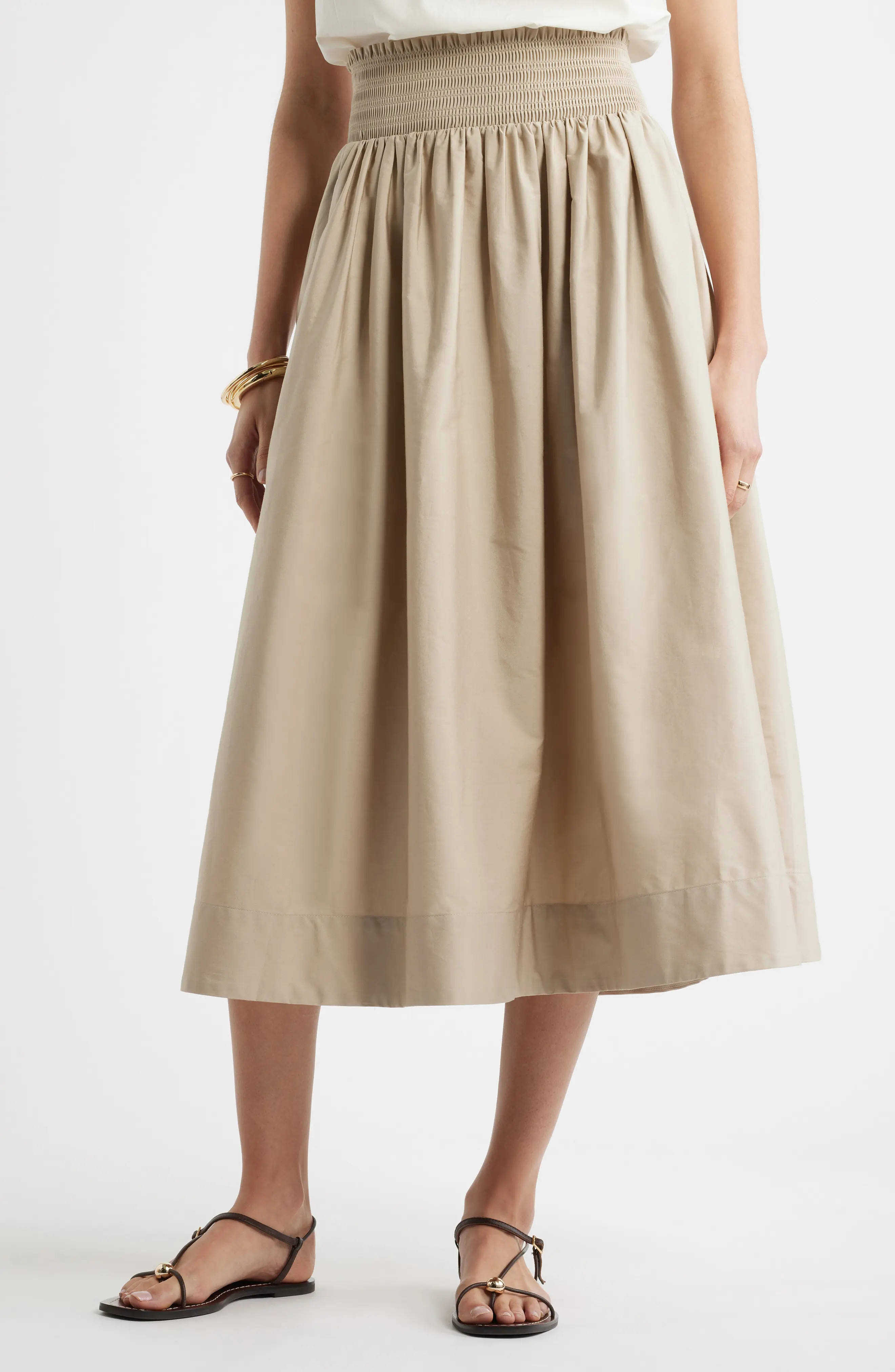 Smocked Cotton Midi Skirt (Women) | Nordstrom | Nordstrom
