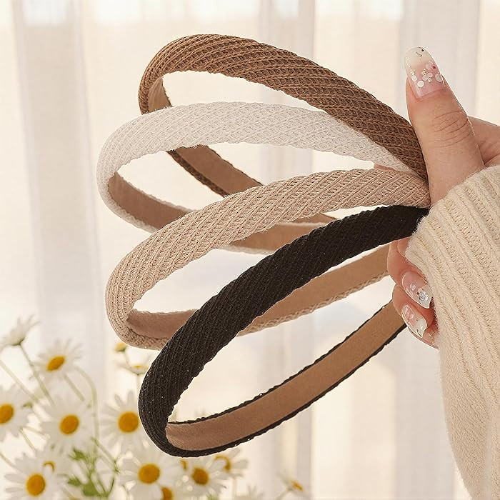4PCS Thin Knitted Hairband for Women Non Slip Woven Headbands Fashion Knitted Headband for Women'... | Amazon (US)