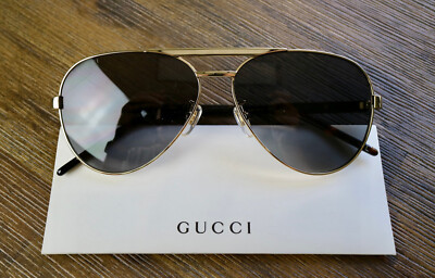 Gucci GG1163S 001 Aviator Sunglasses in Gold/Dark Havana and Gray Lens | eBay US