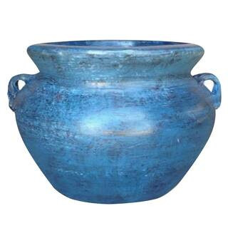 14 in. Smooth Handle Ocean Azure Clay Pot | The Home Depot