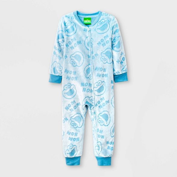 Toddler Boys' Sesame Street Plush Fleece Union Suit - Blue | Target