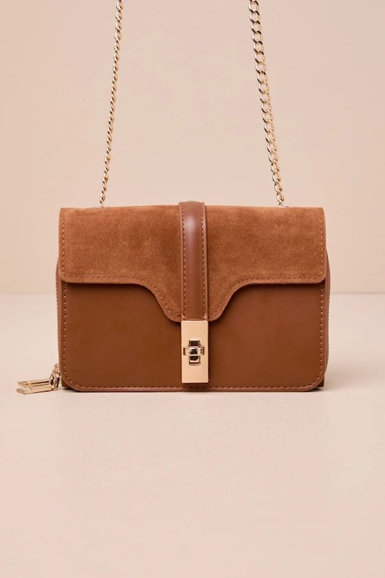 Aesthetic Style Brown Suede Leather Crossbody Bag | Lulus