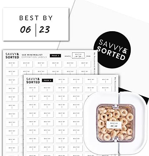 160 White Expiration Date Labels for Spice Jars - Waterproof Use By Food Date Labels for Containers  | Amazon (US)