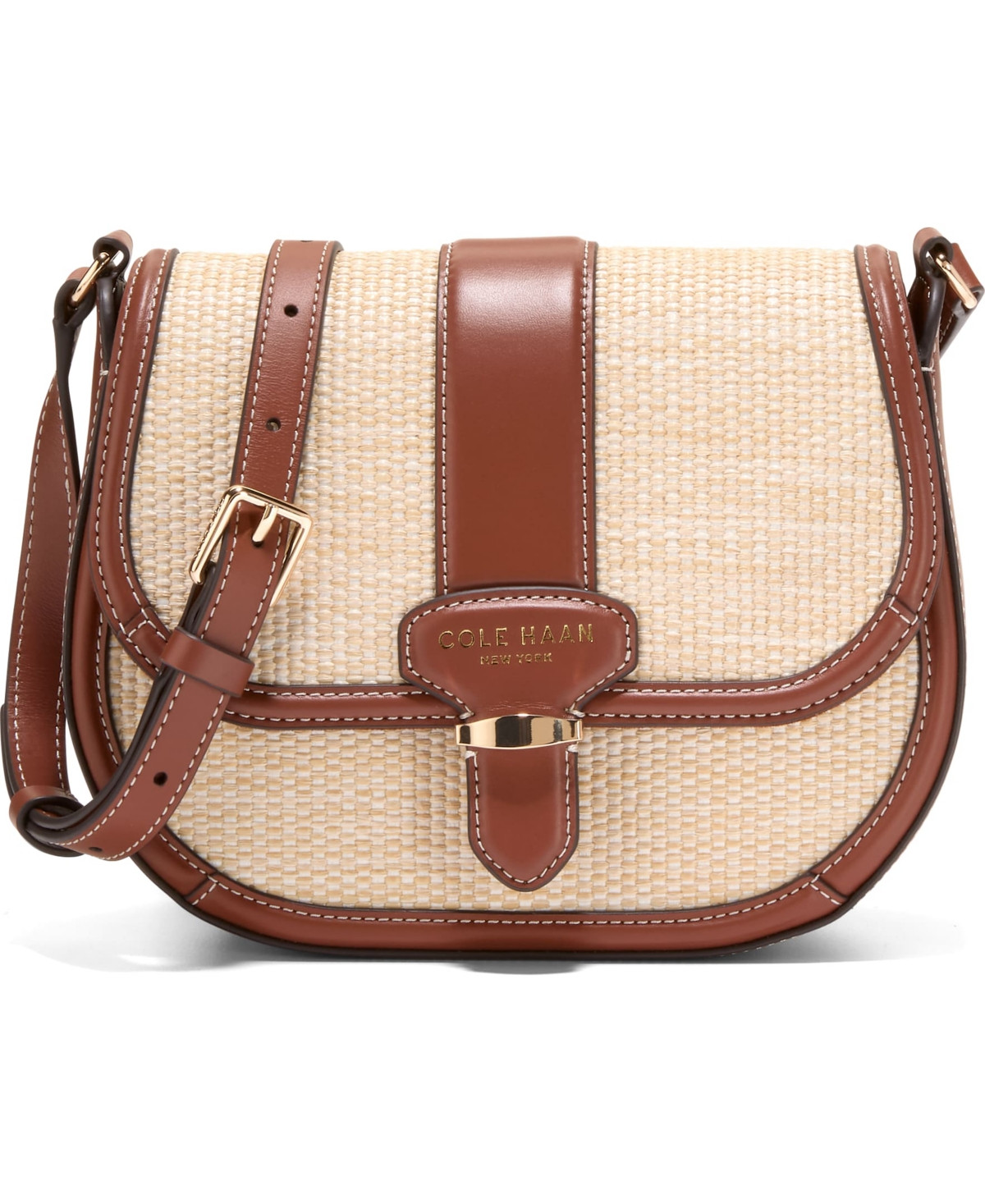 Cole Haan Marina Saddle Small Crossbody Bag - Straw Tan | Macy's
