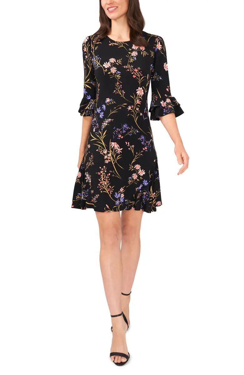 Floral Print Ruffle Sleeve Sheath Dress | Nordstrom