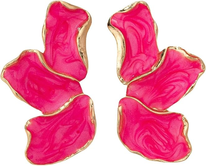 Irregular Petal Earring For Women Stainless Steel Unique Statement Flower Dangle Earrings Trendy ... | Amazon (US)