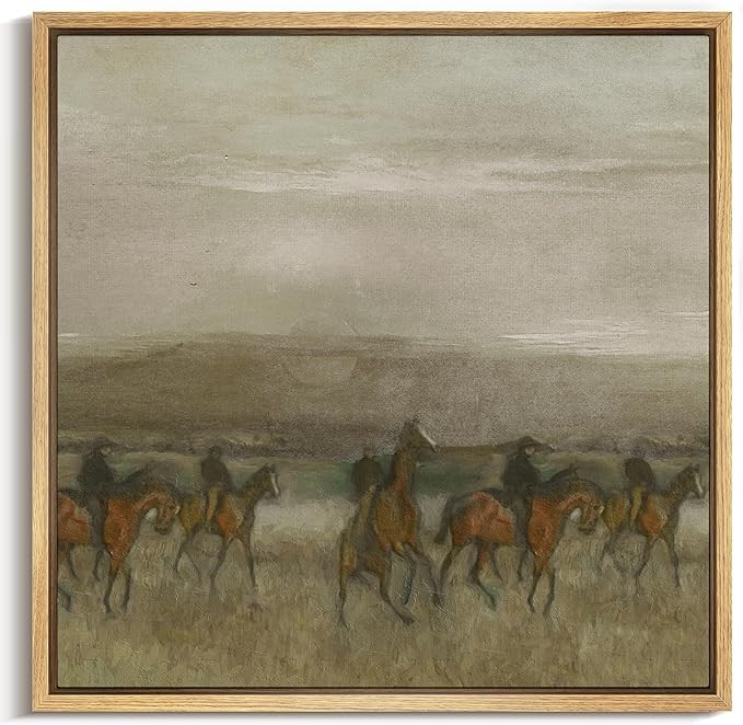 MUDECOR Framed Canvas Print Wall Art Equestrian Procession in Golden Fields Vintage Style Horse I... | Amazon (US)