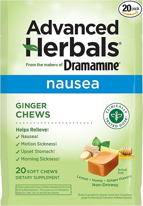 From the Makers of Dramamine, Advanced Herbals Ginger Chews for Nausea Relief, Morning Sickness R... | Amazon (US)