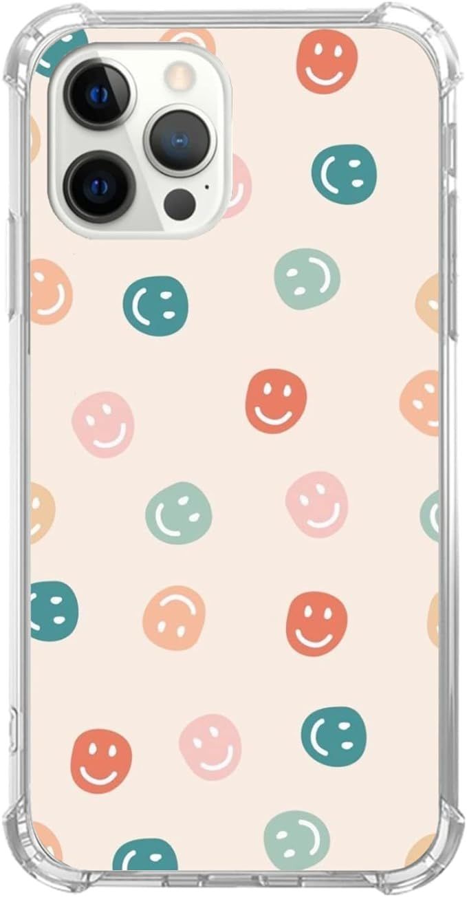 Ricin Relun Cute Colorful Retro Smiley Face Cover for iPhone 13 Pro Max, Cute Smiley face for Wom... | Amazon (US)