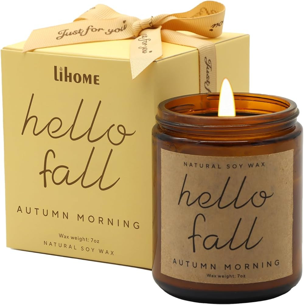 Fall Decorations for Home - Fall Candles, Fall Gifts for Women, Natural Soy Wax Autumn Morning Sc... | Amazon (US)