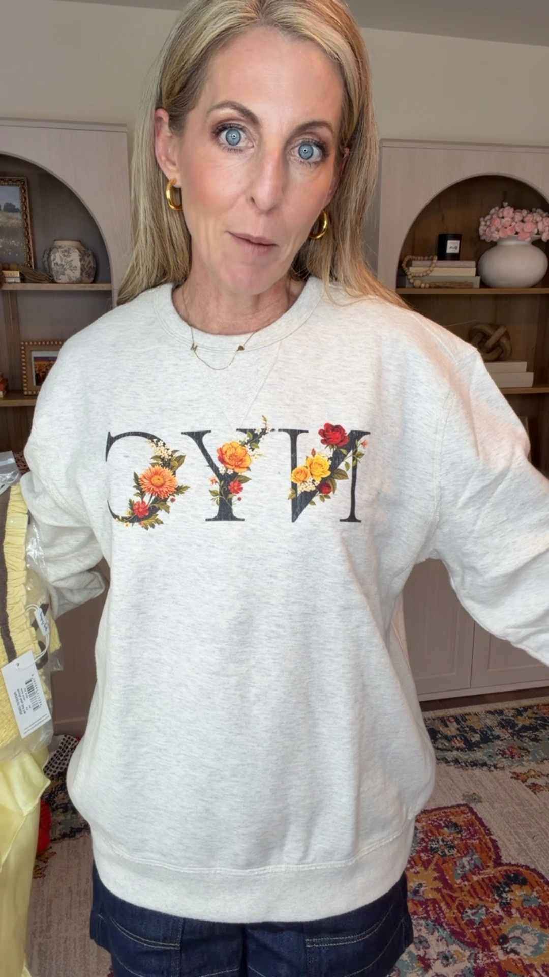 Don’t sleep on men’s fashion I grabbed this $32 sweatshirt from the men’s section and it is so good and perfect for a lightweight sweatshirt for the summer