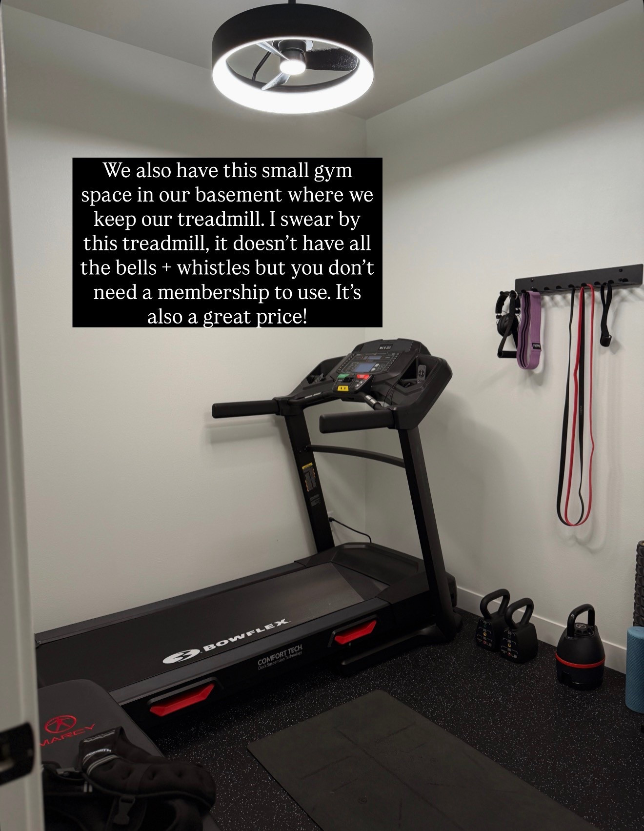 Love LOVE this treadmill in our basement. Such a good price. It’s super sturdy and doesn’t have all the bells and whistles so you don’t need to pay for a monthly membership. I walk on it every day at an incline and Nate often does sprints.

#LTKActive #LTKHome