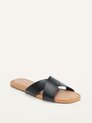 Criss-Cross Faux-Leather Sandals for Women | Old Navy (US)