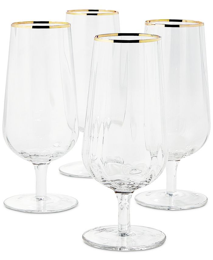 Martha Stewart Collection Optic Footed Water Glasses, Set of 4, Created for Macy's & Reviews - Gl... | Macys (US)