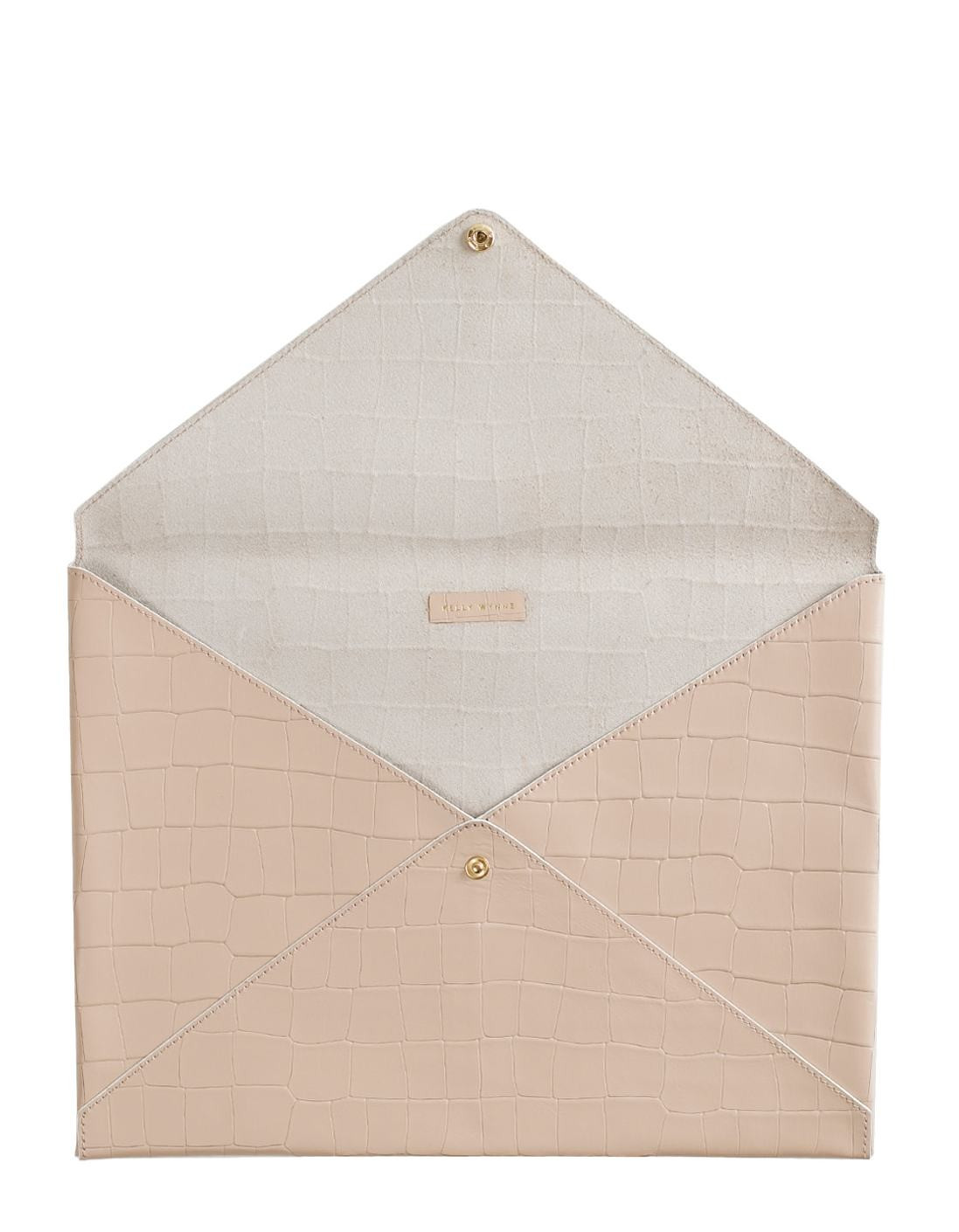 All The Things Envelope in Almond Croco LARGE | Kelly Wynne | Kelly Wynne Handbags