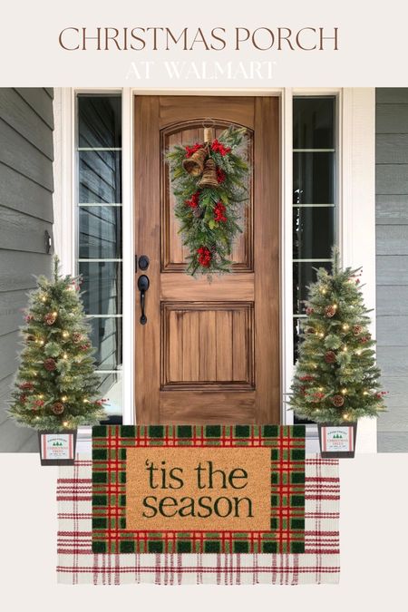 Christmas Home Porch decor. #walmartchristmas #porchdecor #outdoorchristmas #garland #wreath #porch

#LTKHoliday #LTKhome #LTKSeasonal