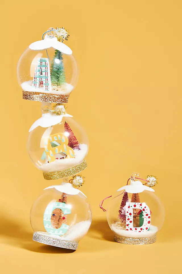 Monogram Snow Globe Ornament | Anthropologie (US)
