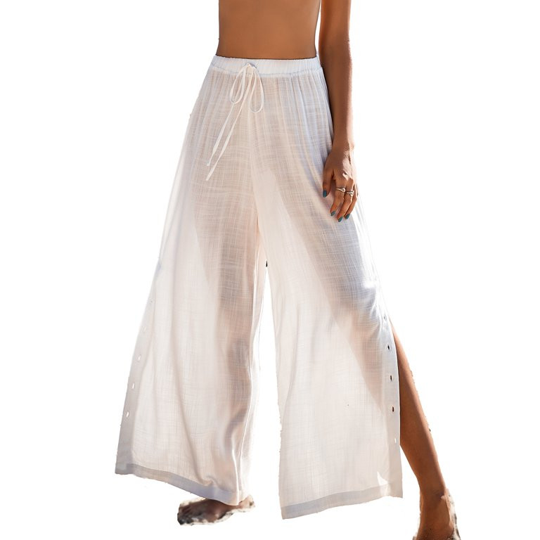 Cupshe Women's White Sarong Beach Cover up Wide Leg Elastic Waist Sheer | Walmart (US)