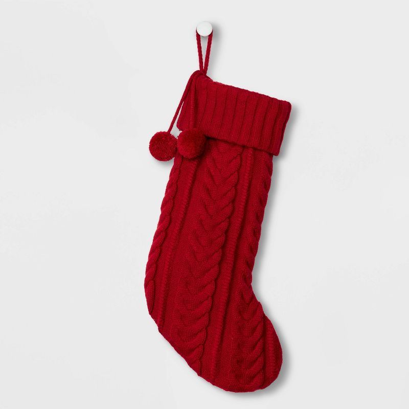 Cable Knit Christmas Stocking Red - Wondershop&#8482; | Target