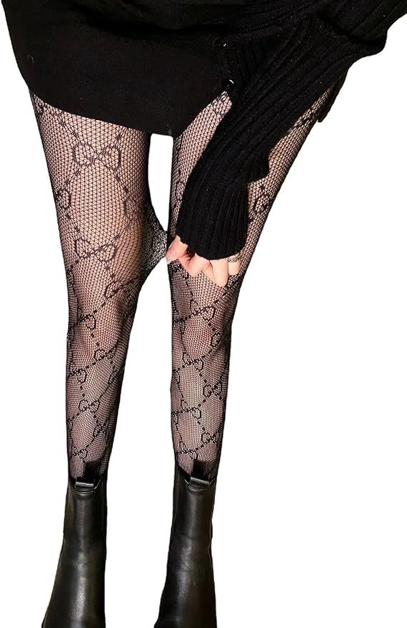 Fashion Ladies Pantyhose, GG Tight-Fitting Fashion Tights, Gifts for Women Fishnet Stockings Nylo... | Amazon (US)