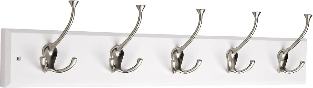Liberty Hardware 129848 Wall Mounted Coat Rack with 5 Decorative Hooks, 27-Inch, Satin Nickel and... | Amazon (US)