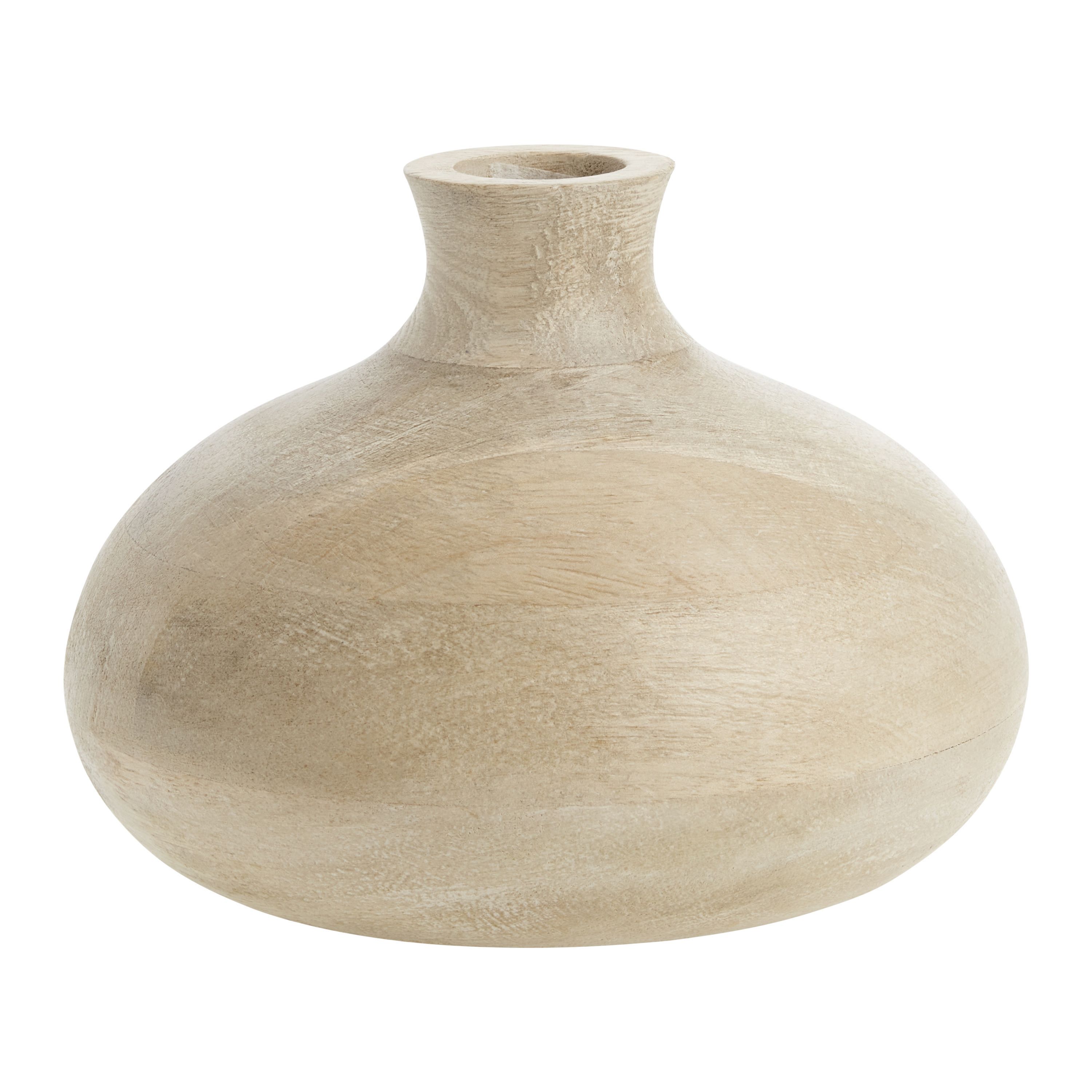 CRAFT Small Whitewash Mango Wood Vase | World Market