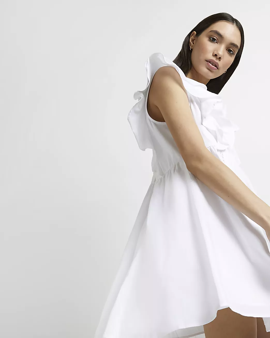 White frill hotsell smock dress