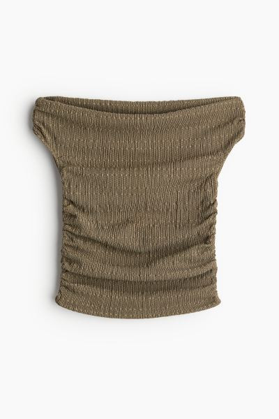 Crinkled Off-the-shoulder Top - Short sleeve - Short - Black - Ladies | H&M US | H&M (US + CA)