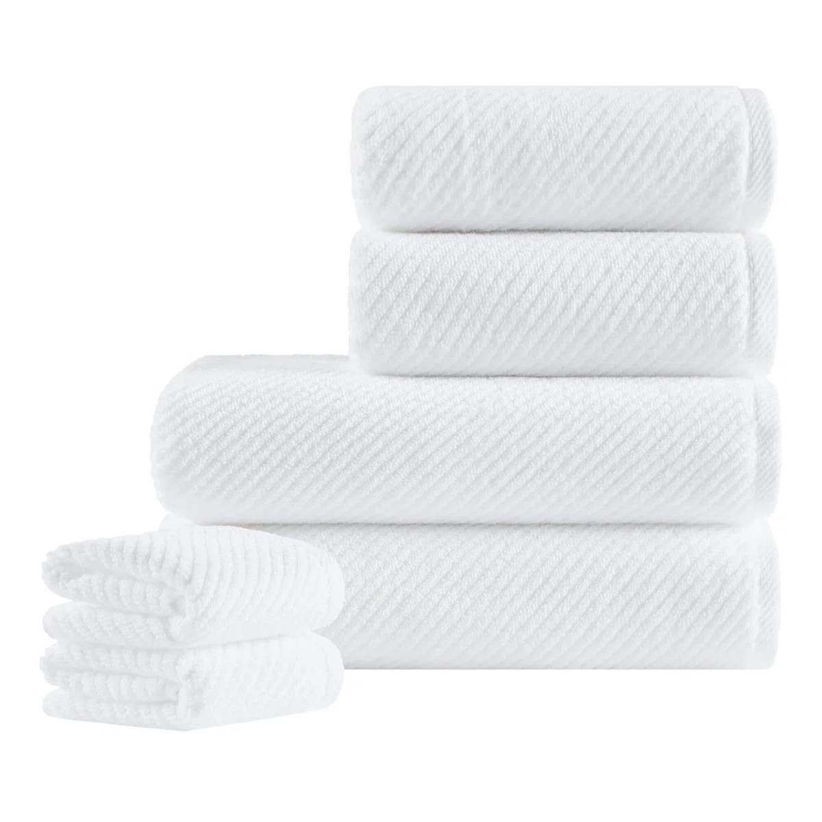 Diagonal Ribbed 100% Cotton Quick Dry 6Pcs Towel Set | Wayfair North America