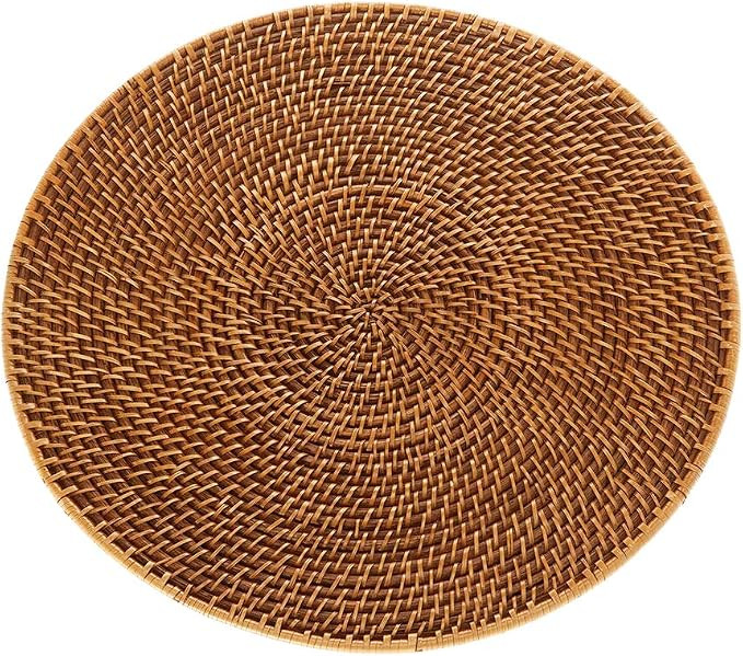 KOUBOO Laguna Round Rattan Placemat, 15", Honey Brown, Set of 2 Pieces | Amazon (US)
