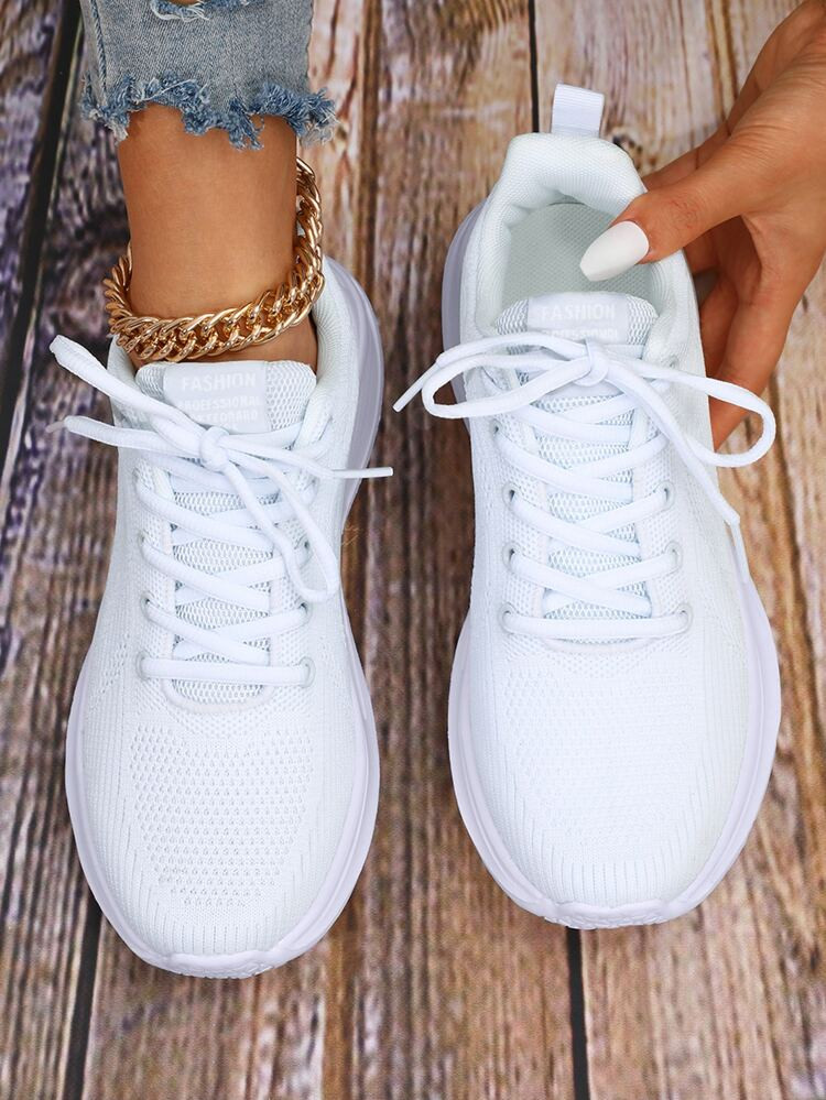 Letter Patch Decor Lace-up Front Running Shoes | SHEIN