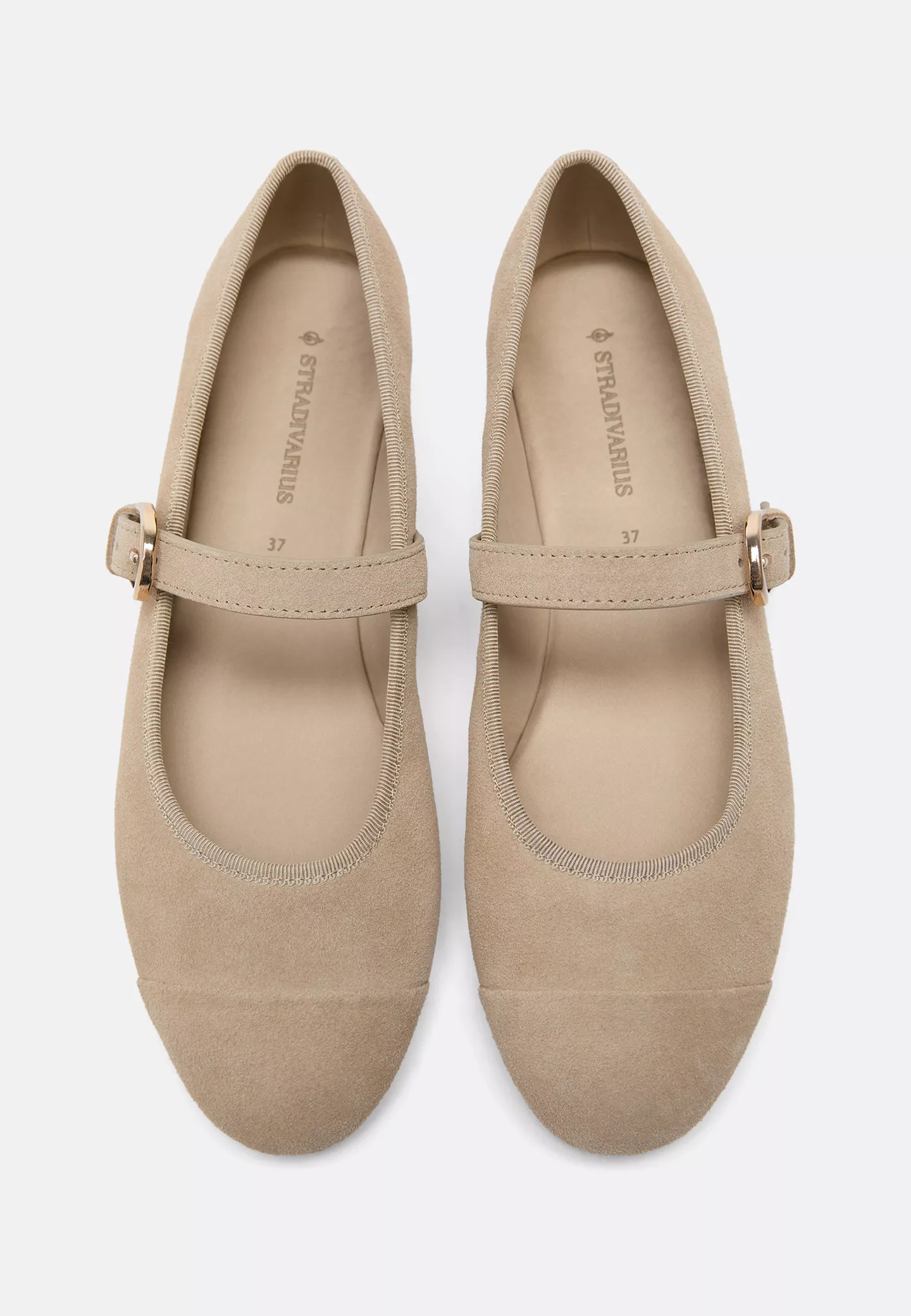 Leather toecap ballerina flats - Women's Faux leather | Stradivarius United Kingdom | Stradivarius (UK)