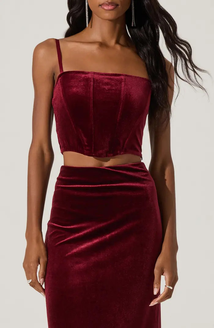 ASTR the Label Velvet Corset Crop Top | Nordstrom | Nordstrom