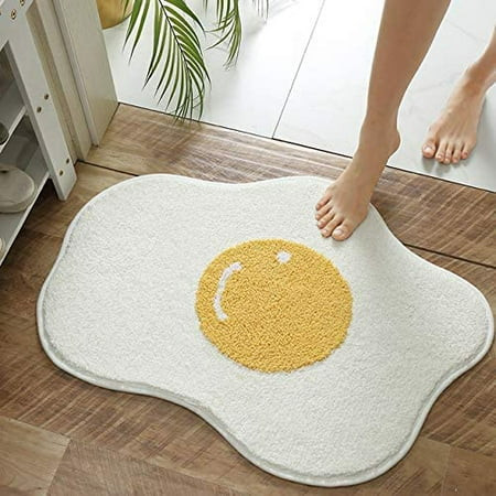 Soft and Cute Egg Yolk Bath Mat Children s Cartoon Plush Absorbent Bathroom Decorative Mat | Walmart (US)