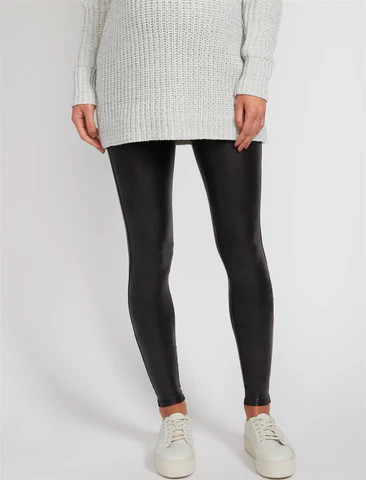 SPANX Secret Fit Belly Faux Leather Maternity Leggings | A Pea In The Pod