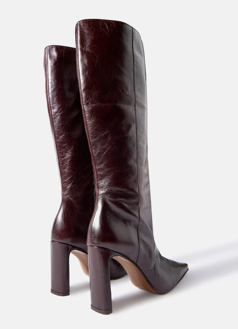 Bridie Burgundy Leather Knee High Boots | Mint Velvet