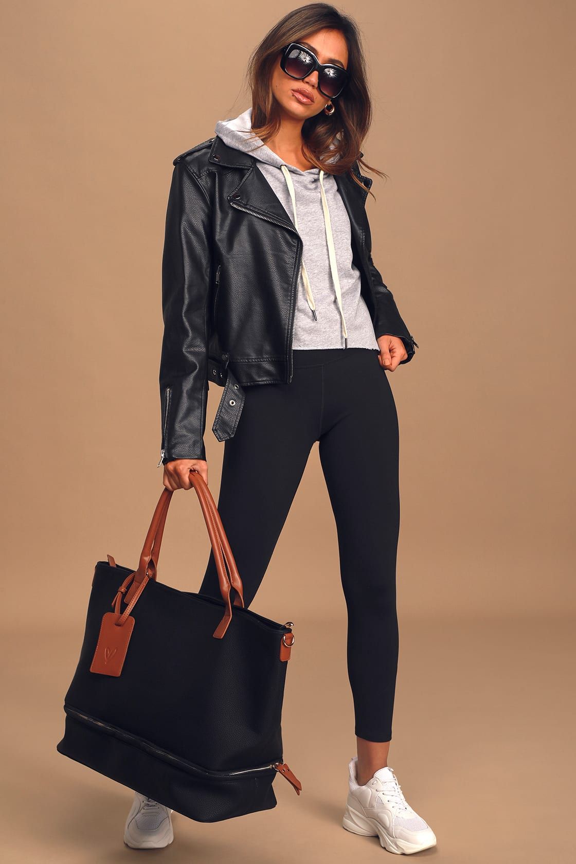 Weekend Traveler Black and Cognac Tote Bag | Lulus (US)