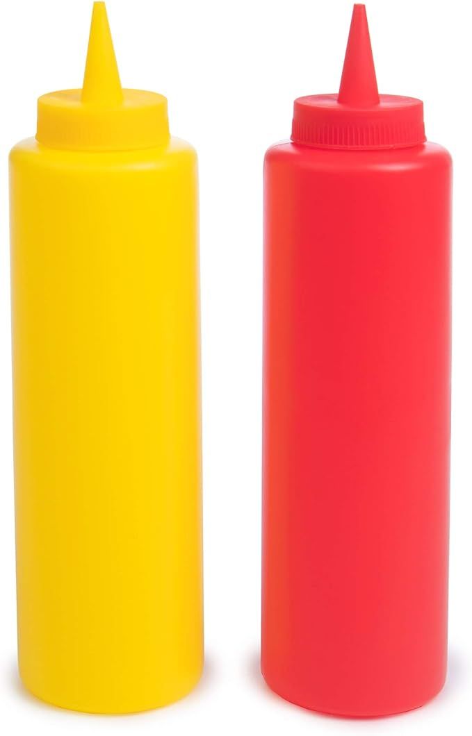 Ketchup and Mustard Squeeze Bottle Combo Pack | 2-pack 16-oz Red & Yellow Plastic Kitchen Table C... | Amazon (US)