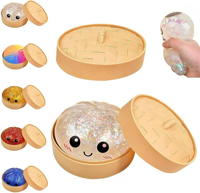 Dumpling Squishies, Mystery Glitter Dumpling Squishies Box, Colorful Dumplings Stress Balls Fidge... | Amazon (US)