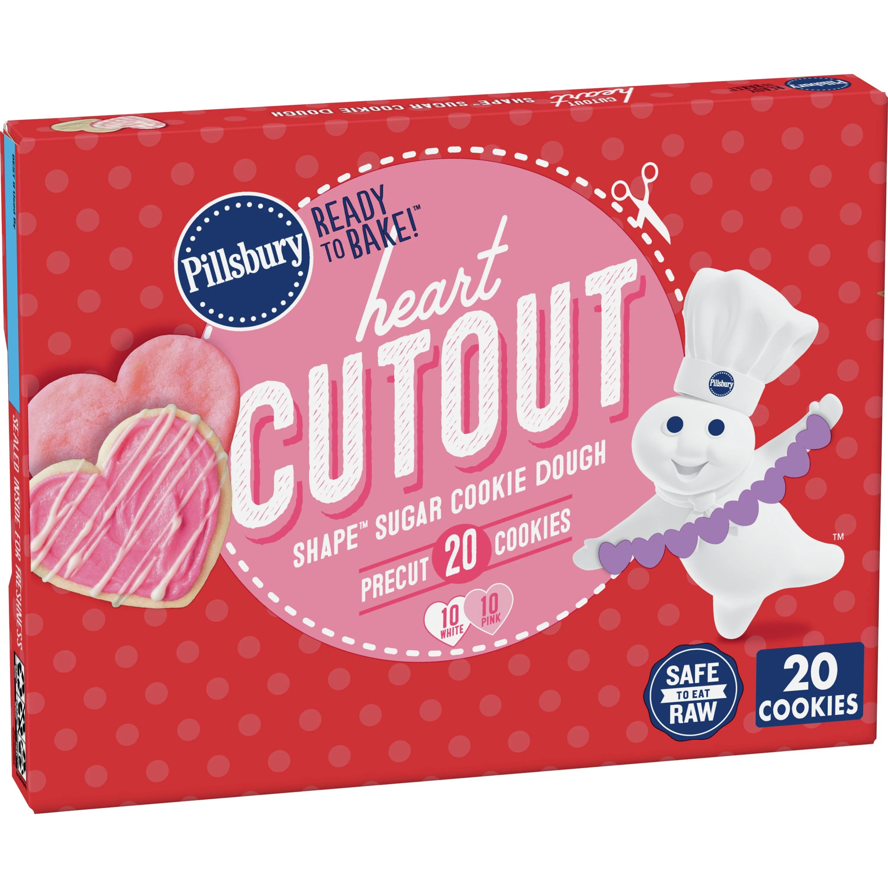 Pillsbury Ready To Bake Heart Cutout Shape Sugar Cookie Dough, 20 Cookies, 7.2 oz. | Walmart (US)