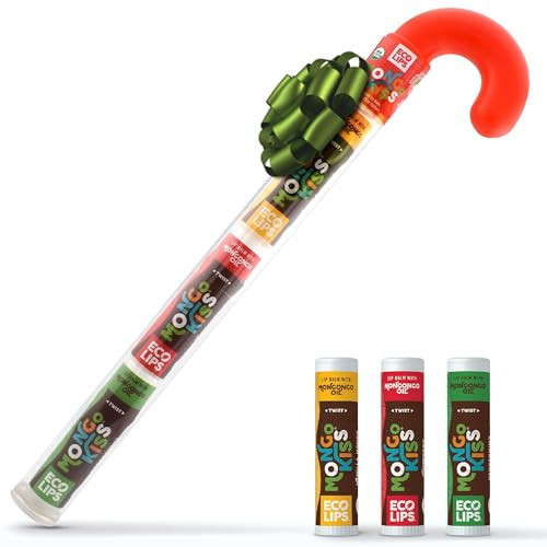 Eco Lips Novelty Plastic Candy Cane Gift Set for Holidays & Christmas Gifts, Stocking Stuffers | Mongo Kiss Organic Lip Balm 3-count Gift Set | Amazon (US)