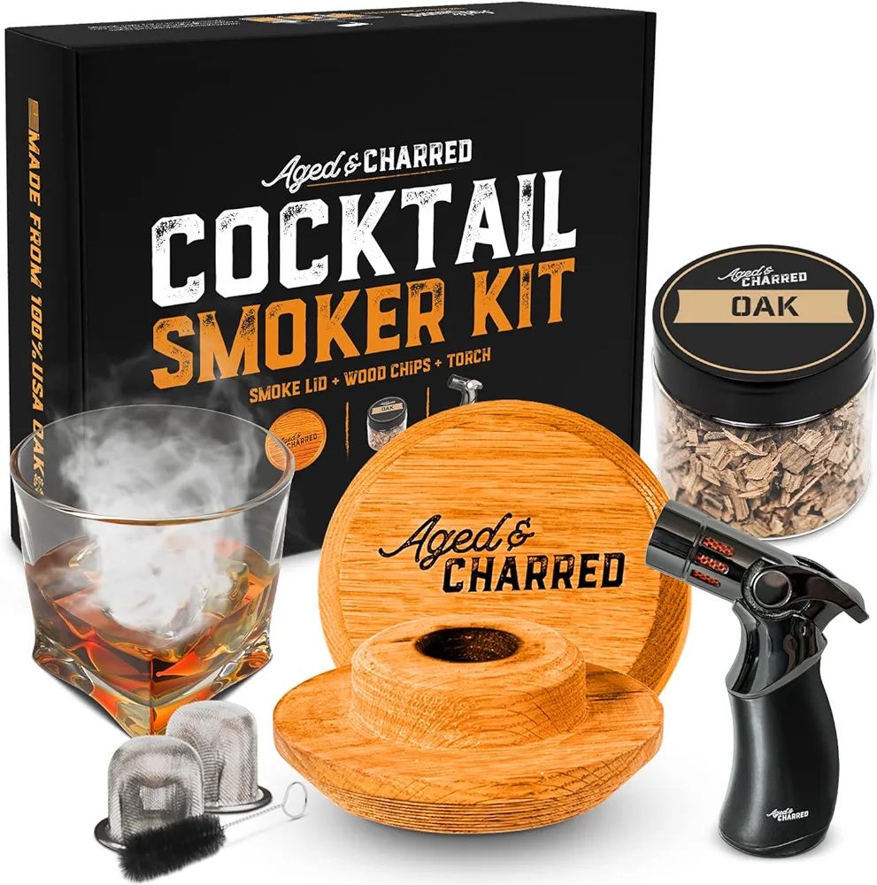 Cocktail Smoker Kit with Torch, Wood Chips for Whiskey, Bourbon & More - Drink Smoker Made of 100... | Amazon (US)
