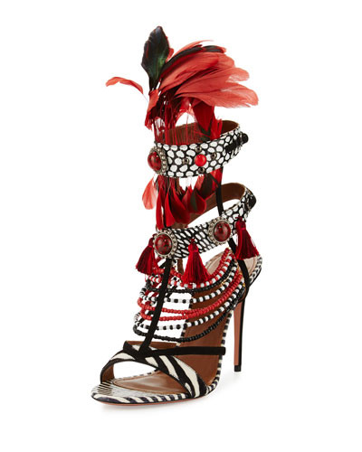 Voodoo Beaded Multi-Strap Sandal, Black/White | Bergdorf Goodman