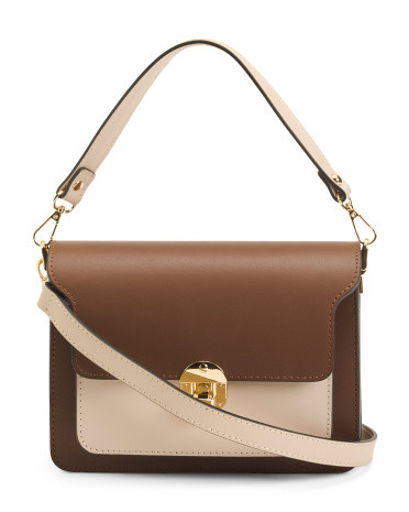 Made In Italy Leather Multi Compartment Structure Crossbody Bag | TJ Maxx