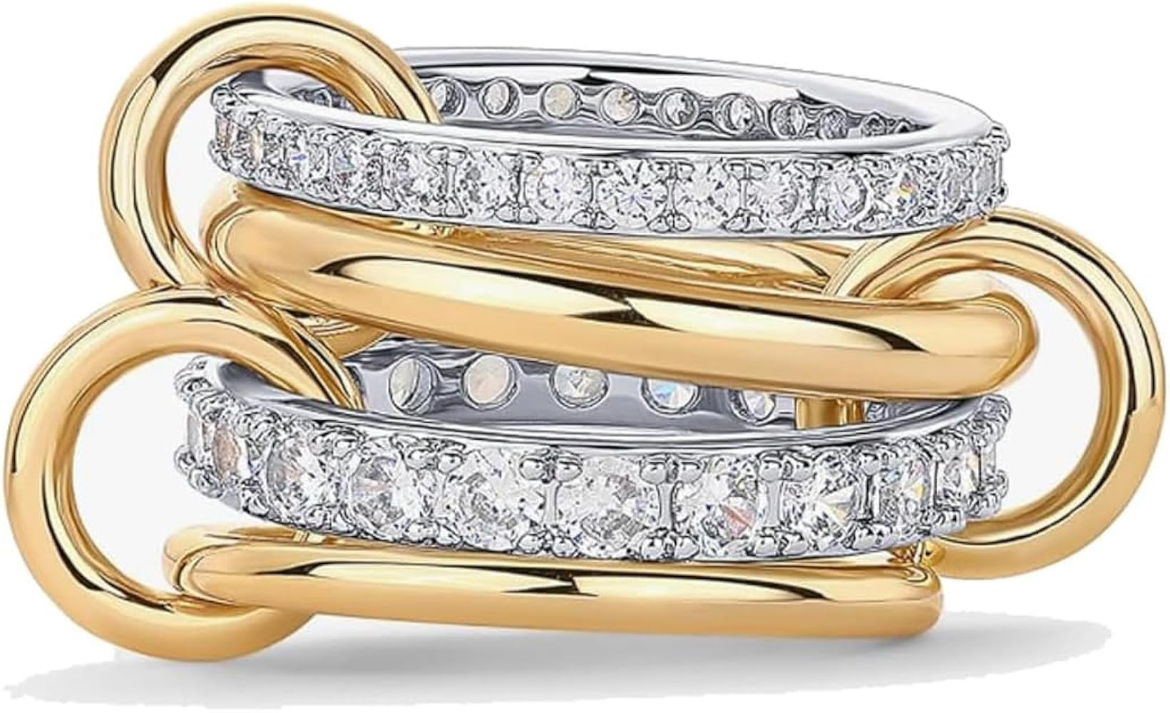Gold Silver Stackable Rings for Women Multi Link Connected Rings Chunky Interlocking Eternity Sta... | Amazon (UK)