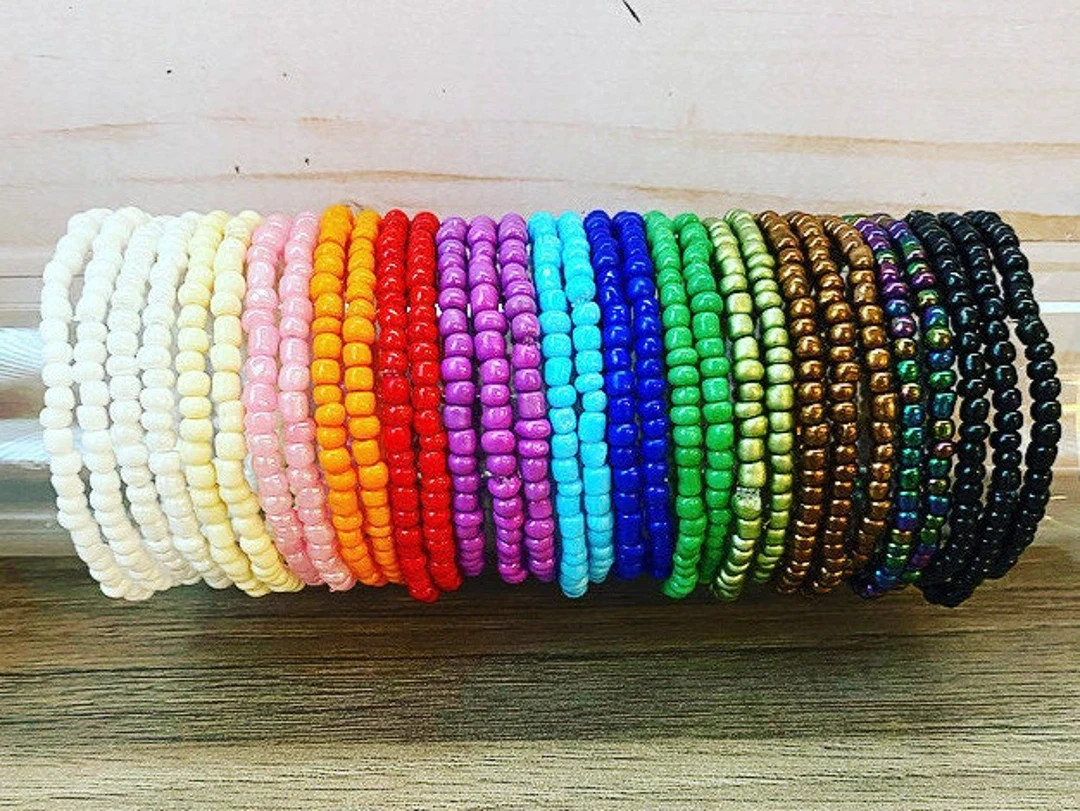 Single Strand Seed Bead Stretch Bracelet, Beaded Stacking Friendship Bracelet, Choose Your Colors... | Etsy (US)