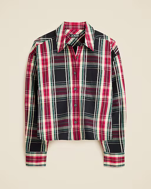 Étienne cropped shirt in Stewart tartan cotton poplin | J. Crew US