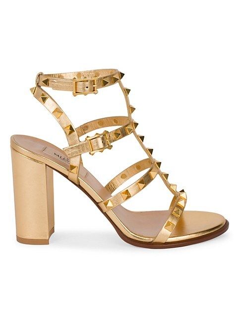 Rockstud Metallic Leather Sandals | Saks Fifth Avenue